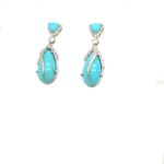 SJIH101-E- Turquoise & Zircon Stone Silver Earring 925sil