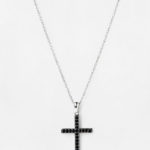 SJIH2318-PGART Garnet Silver Pendant with chain cross