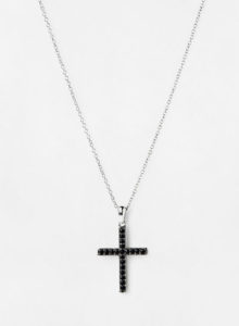 SJIH2318-PGART Garnet Silver Pendant with chain cross