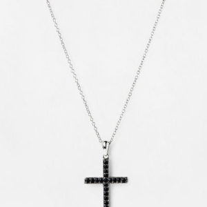 SJIH2318-PGART Garnet Silver Pendant with chain cross
