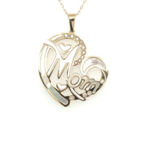 18K Yellow Gold Mom Heart Necklace
