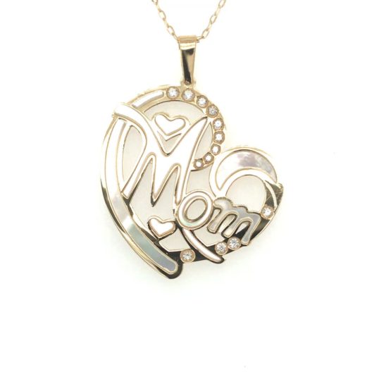 18K Yellow Gold Mom Heart Necklace