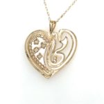 18K Yellow Gold Heart Flower Pendant