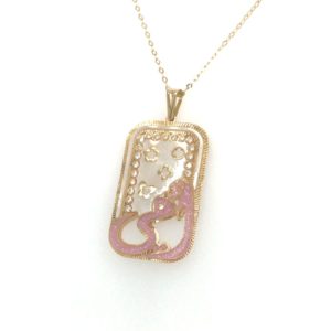 18K Yellow Gold Pink Mop Pendant