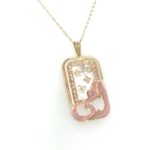 18K Yellow Gold Pink Mop Pendant