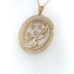 18K Yellow Gold Circle Mom Pendant with Chain