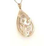 18K Yellow Gold Pear Shape Mop Pendant with Chain