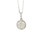 PO0815242-18K White Gold Diamond Pendant with chain