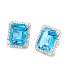 EBD000088001 18k White Gold Blue Topaz Diamond Earring