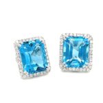 EBD000088001 18k White Gold Blue Topaz Diamond Earring
