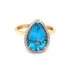 RBD000268001 18k Yellow Gold Diamond Blue Topaz Ring