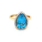 RBD000268001 18k Yellow Gold Diamond Blue Topaz Ring