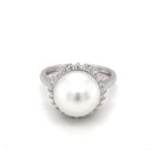 RPD000991001 18K White Gold Pearl Diamond Ring