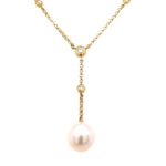 UPPP025 18K Yellow Gold Pearl Diamond Necklace