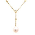 UPPP025 18K Yellow Gold Pearl Diamond Necklace