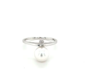 6468 18k White Gold Pearl Diamond Ring