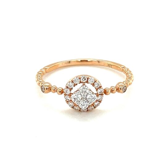 R19899 18K Rose Gold Diamond Ring