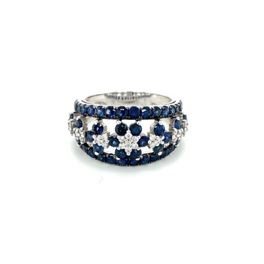 RSD099492001 18K White Gold Sapphire Diamond Ring