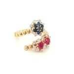 472960 18K Rose Gold Ruby & Blue Sapphire Diamond Ring