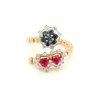 472960 18K Rose Gold Ruby & Blue Sapphire Diamond Ring