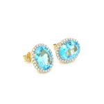 EBD000373001 18K Yellow Gold Blue Topaz Diamond Earring