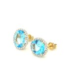 EBD000373001 18K Yellow Gold Blue Topaz Diamond Earring