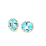 EBD000373001 18K Yellow Gold Blue Topaz Diamond Earring