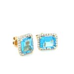 EBD000409001 18K Yellow Gold Blue Topaz Diamond Earring