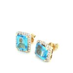 EBD000409001 18K Yellow Gold Blue Topaz Diamond Earring