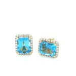 EBD000409001 18K Yellow Gold Blue Topaz Diamond Earring