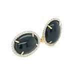 EXD002276001 18K Yellow Gold Onyx Diamond Earring