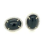 EXD002276001 18K Yellow Gold Onyx Diamond Earring