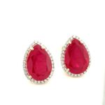 EZD000996001 18K Yellow Gold Ruby Quartz Diamond Earring