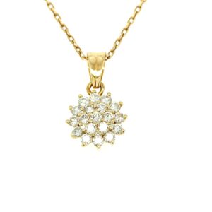 Flw-Pend-002 18k Yellow Gold Rositas Diamond Pendant