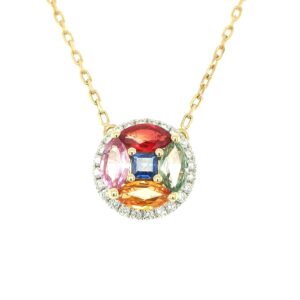 NSD000442001 18K Yellow gold Multi color stone Diamond Necklace